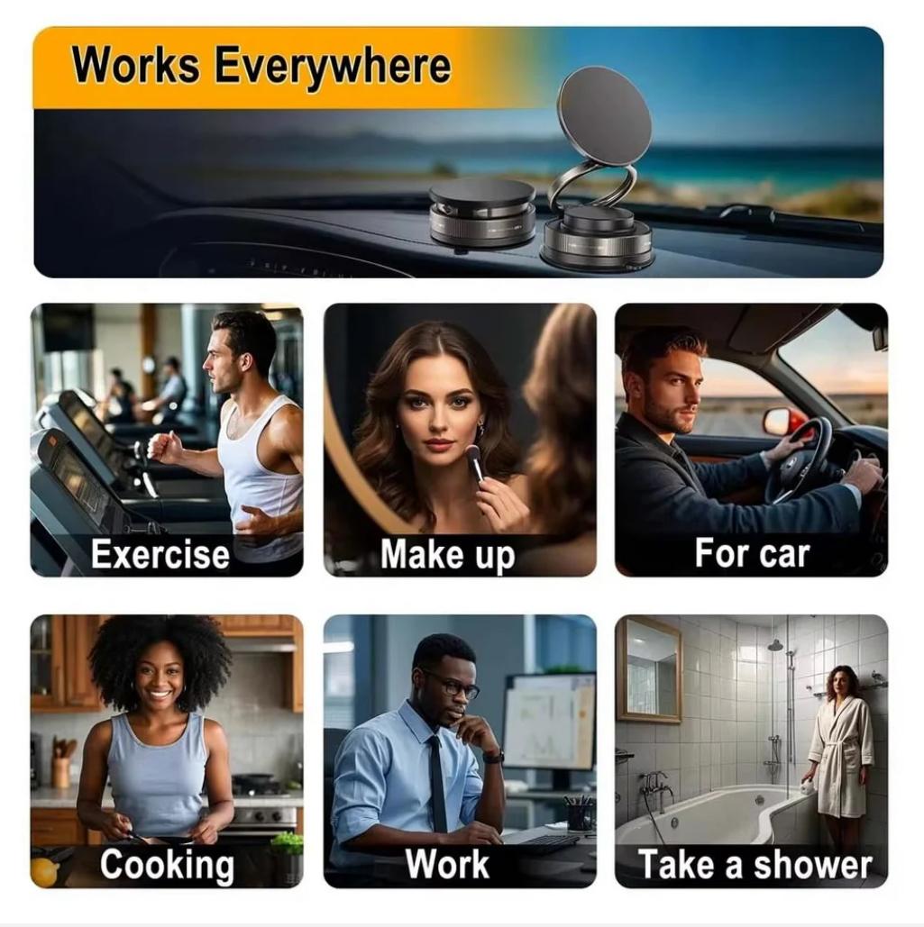 Black Arabic Aura Watch Free – Latest Edition Magnetic Suction Cup 360° Rotatable Phone Holder | Mazboot Suction, MagSafe Compatible