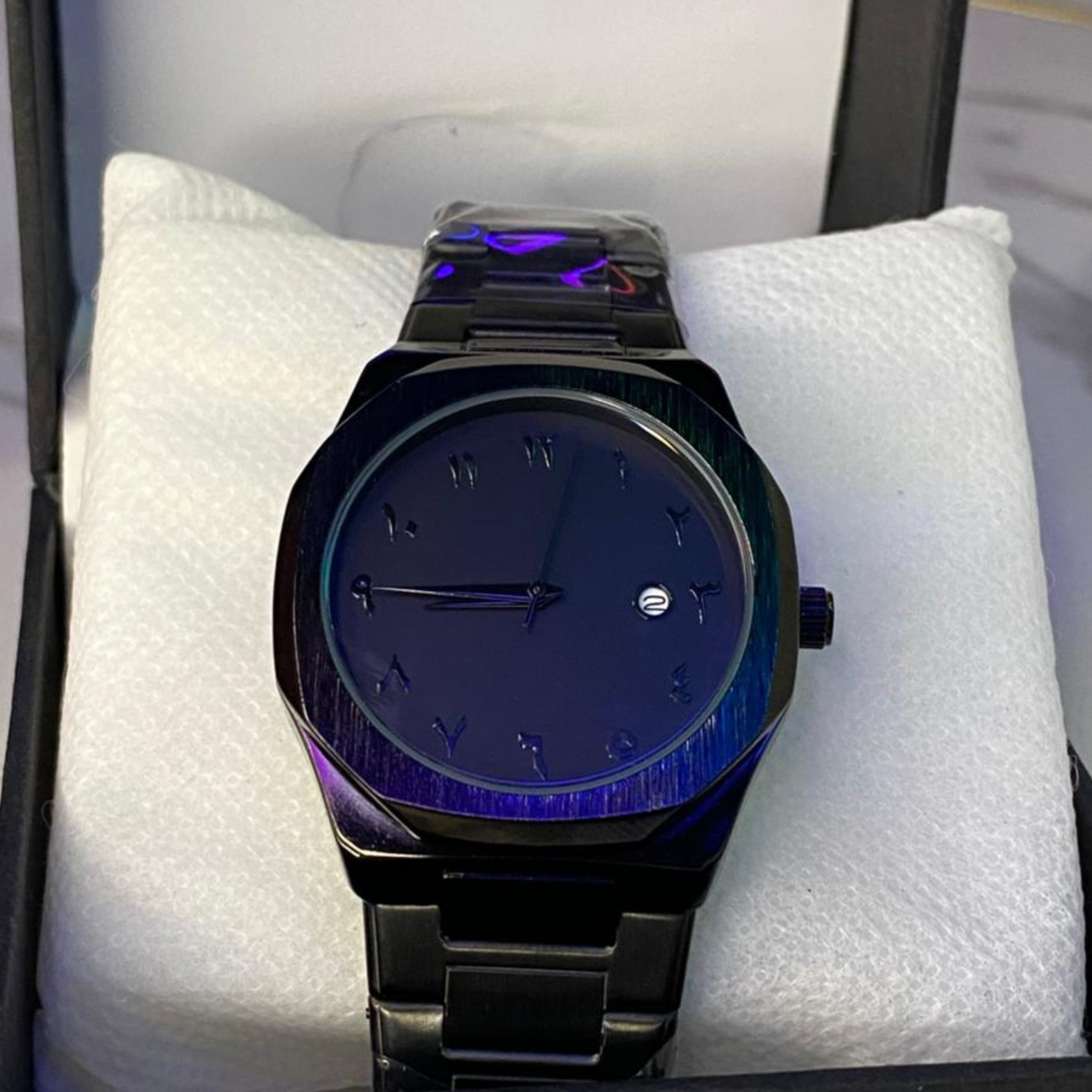 Arabic Black Aura Watch – Full Metal | Arabic Dial + Date