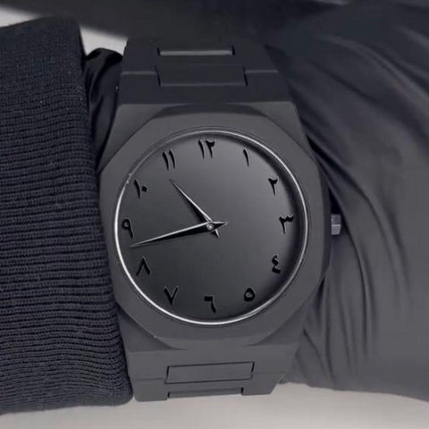 Black Arabic Aura Watch – Premium Carbon Fiber Design (Buy 1 Get 1 Free)